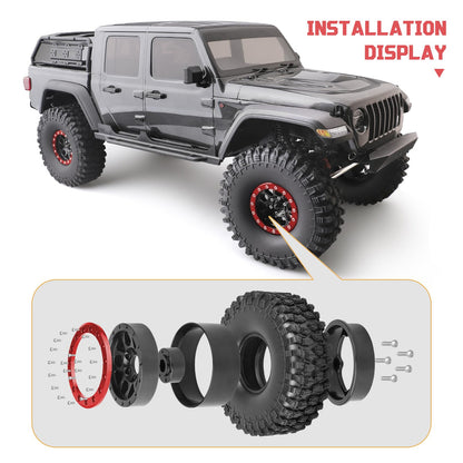 4pcs Hobbypark 1.9 Inch Beadlock Wheels and Tires Set for 1/10 Scale RC Crawler image 17