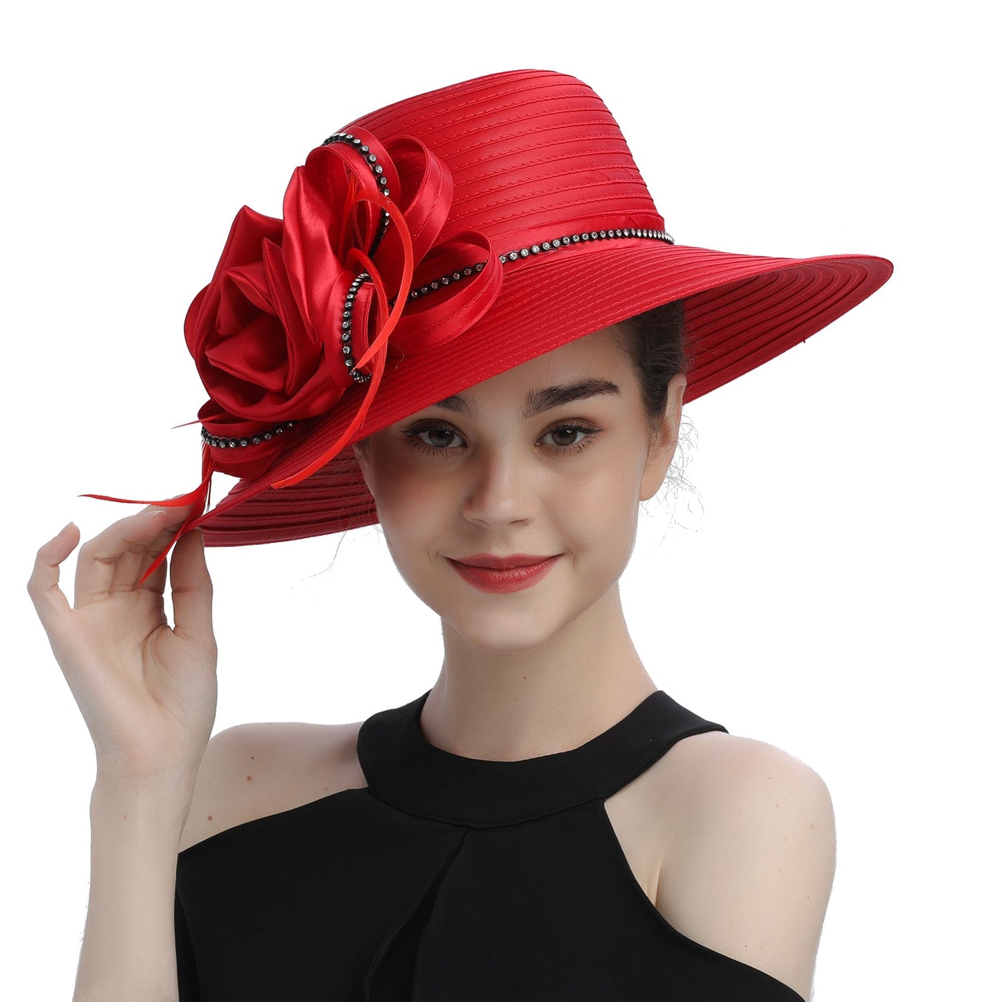 Suitable Most  Satin Cloth Church Hat Deluxe Unique Pography Wedding H image 37