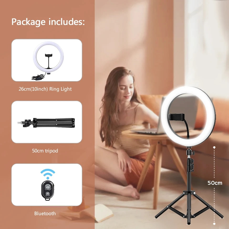 LED Photography Fill Lighting with Tripod Stand Camera Photo Studio Circle Led