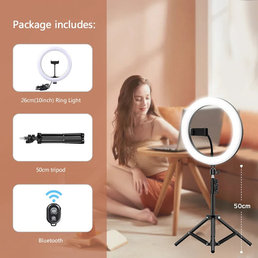 LED Photography Fill Lighting with Tripod Stand Camera Photo Studio Circle Led