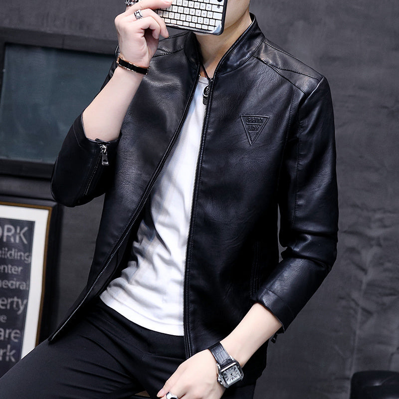 Men's Biker Leather Jacket 2023 Autumn  Men's Fashion Trend Decorative Motorcycl image 5