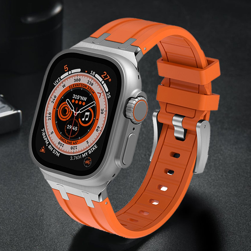 Rubber Soft Strap For Apple Watch Ultra 49Mm 45Mm 44Mm Sports Modifica