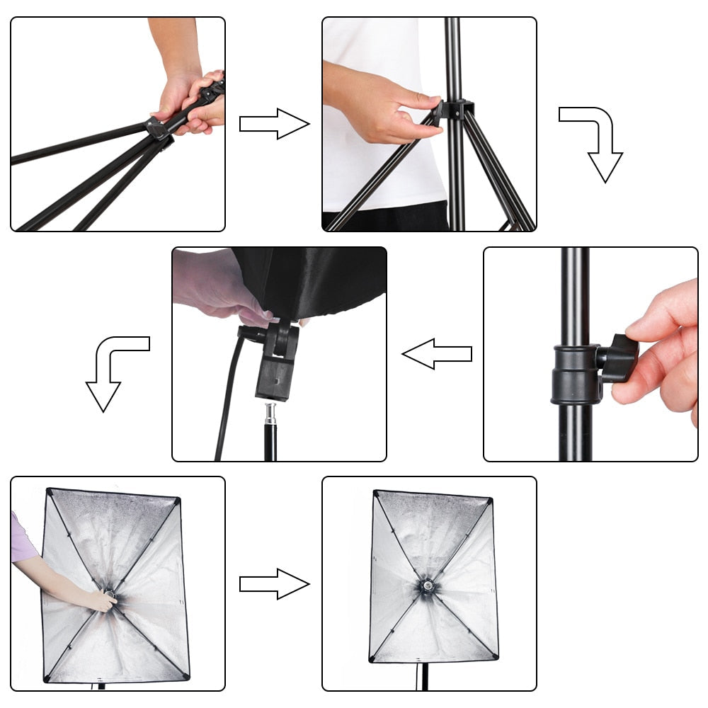 Pography Po Studio Softbox Lighting Kit With 2x3M Backdrop Frame 4 Pcs 2M image 4