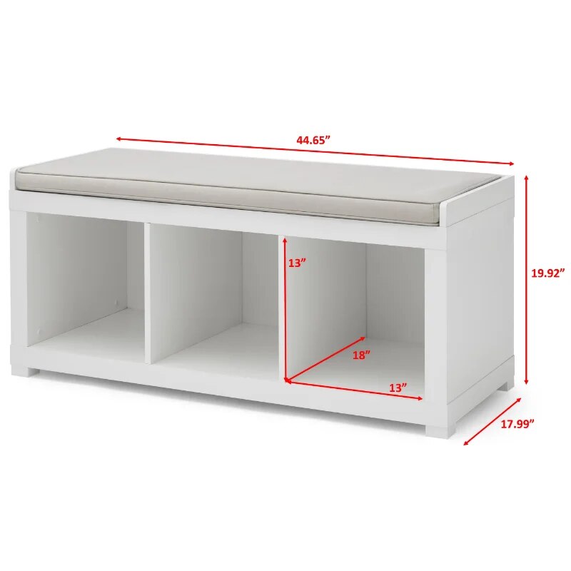 3-Cube Storage Bench, White image 8