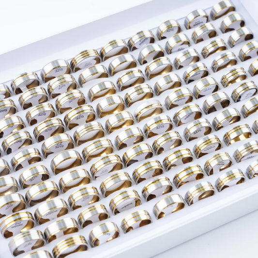 20Pcs/Lot Fashion Mix Style Hollow Stripe Punk Spikes Stainless Steel Rings Jew image 0