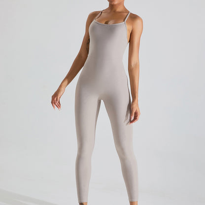 Women's yoga sportswear High elasticity jumpsuit tight fitting clothing Cross b image 3