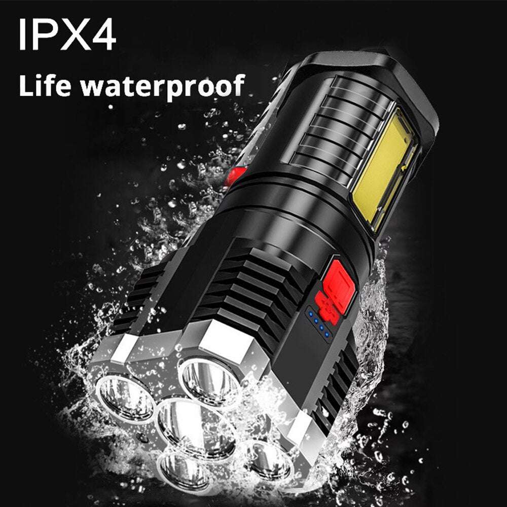 5LED High Power Led Flashlights Rechargeable Camping Spotlight with Side Light