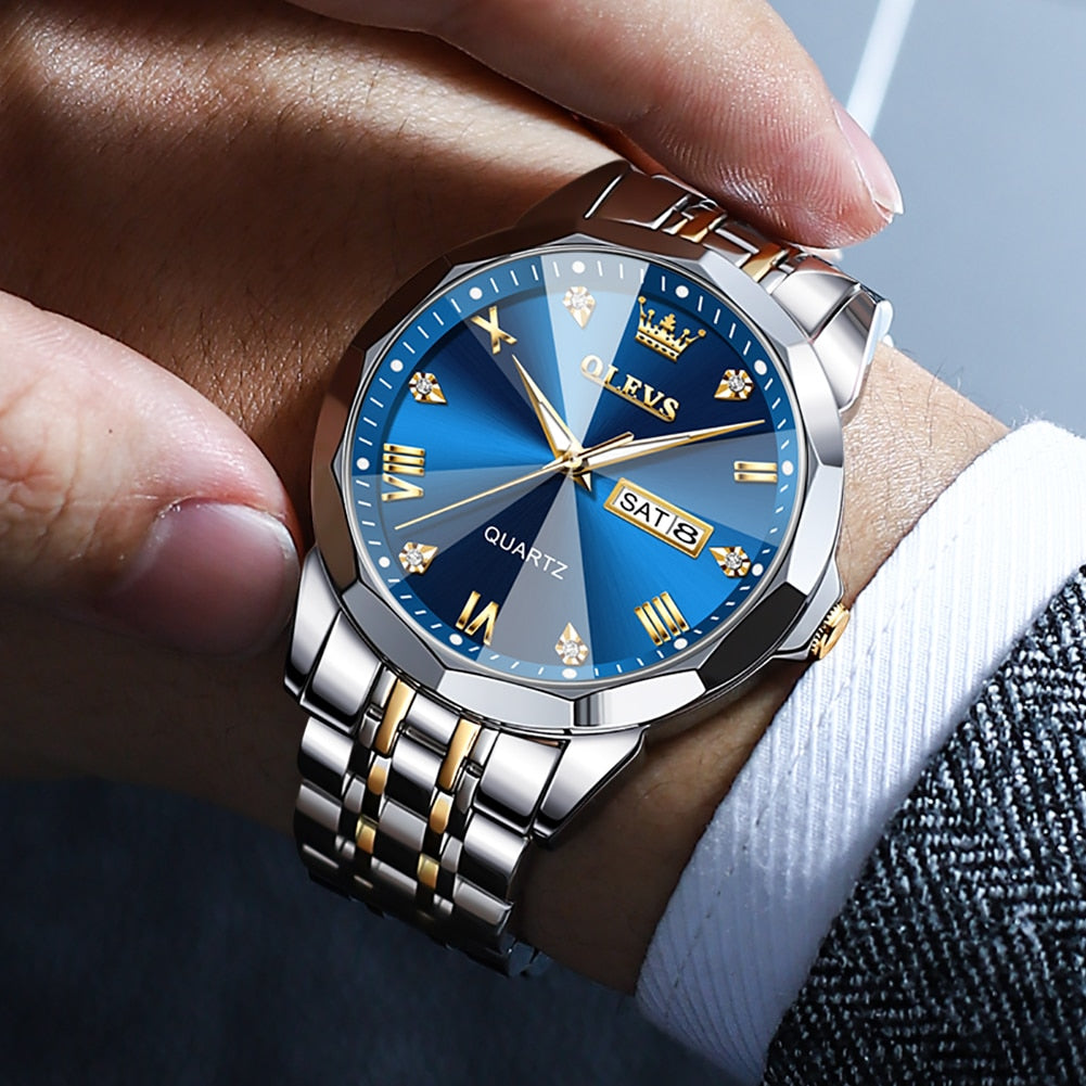 TAXAU New Watch For Men Rhombus Original Quartz Waterproof Wristwatch Gold Stai image 9