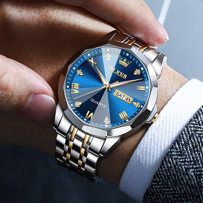TAXAU New Watch For Men Rhombus Original Quartz Waterproof Wristwatch Gold Stai image 9
