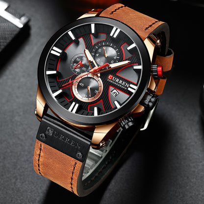 CURREN Watch Chronograph Sport Mens Watches Quartz Clock Leather Male Wristwatc image 3