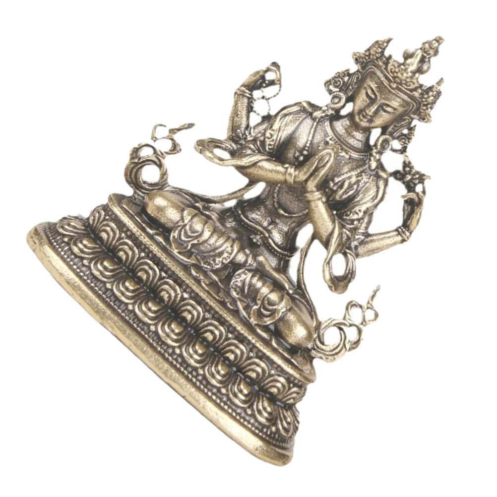 Brass Avalokitesvara Feng Shui Statue Buddhist Decor Zen Kwan Sculpture Chinese image 4