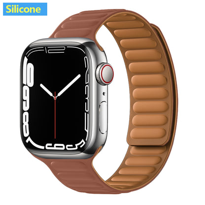 Leather Link For Apple Watch Band 45mm 41mm 44mm 40mm 49mm Original Magnetic Lo image 25