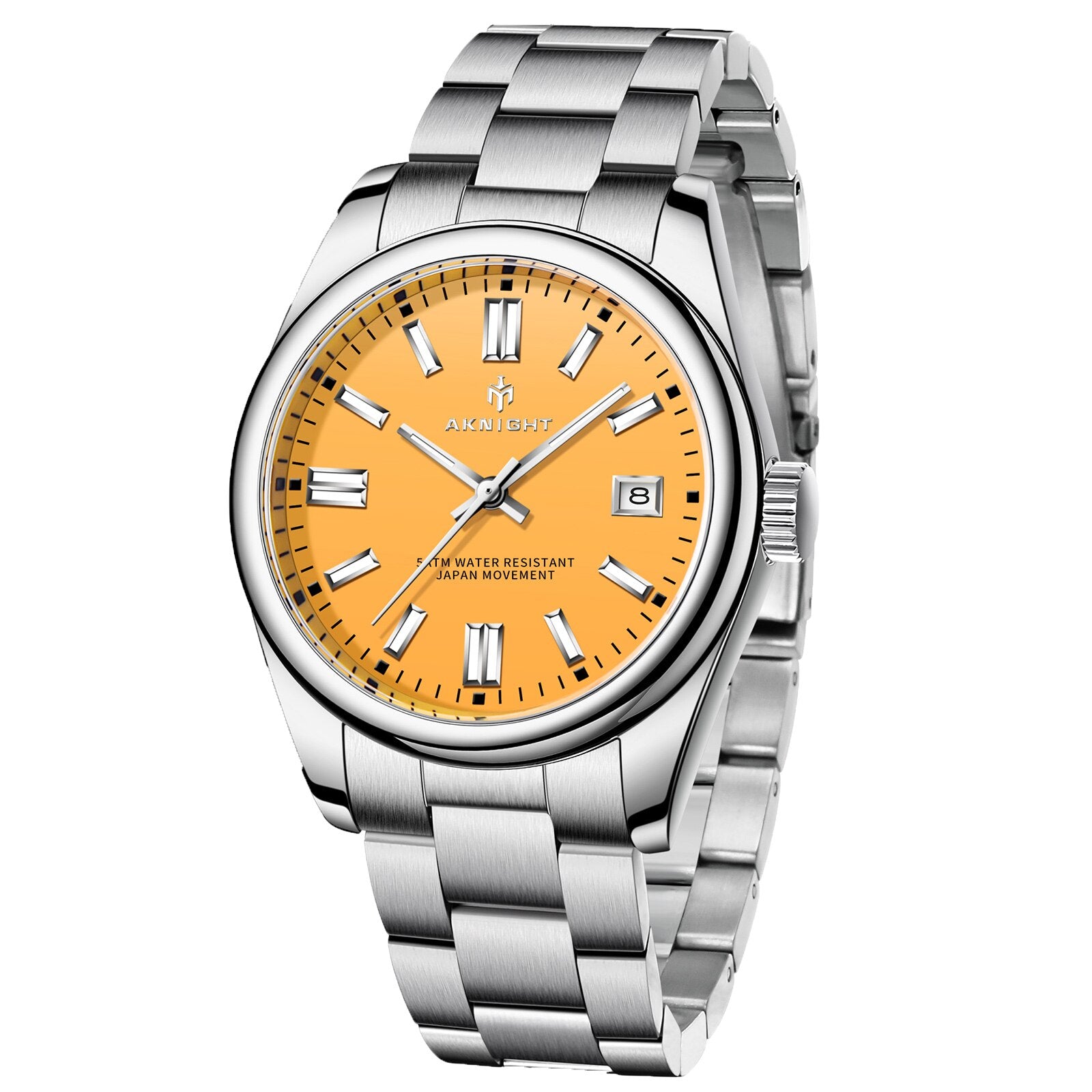 Watch for Men Orange Watch Dial Analog Quartz Wristwatches AKNIGHT Waterproof C image 4