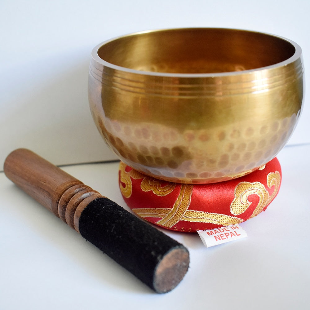 Nepal Handmade Tibetan Bowl with Cushion and Wood Stick Yoga Chanting Sound Hea image 6