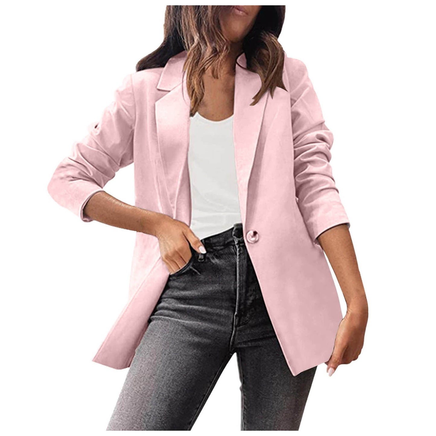 Women Autumn And  Winter Casual Suit Jackets Solid Color Long Sleeve Turn Down  image 1