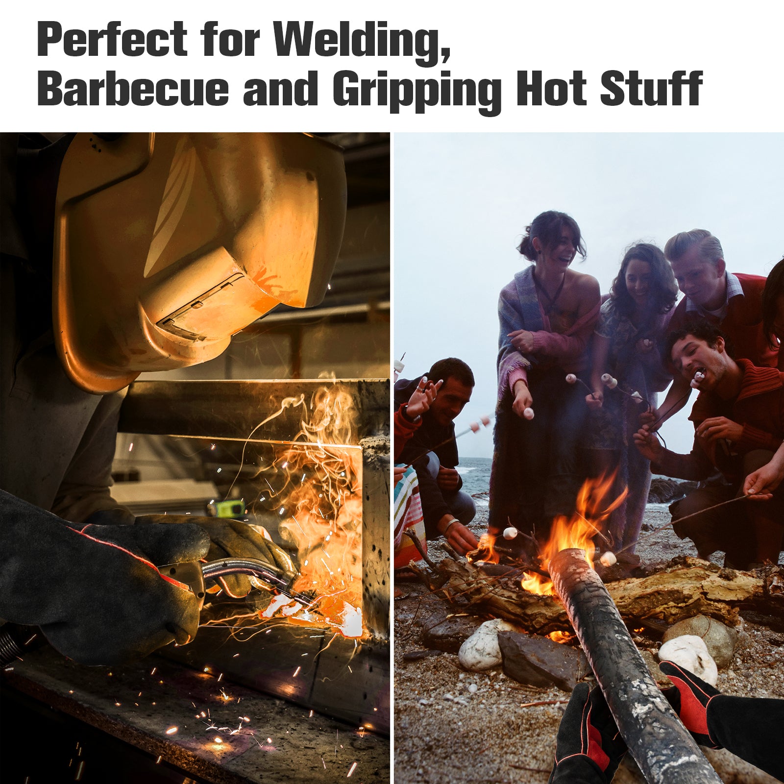 ARCCAPTAIN Welding Gloves Work Welder's Cowskin Leather Barbecue Glove Grill BB image 5