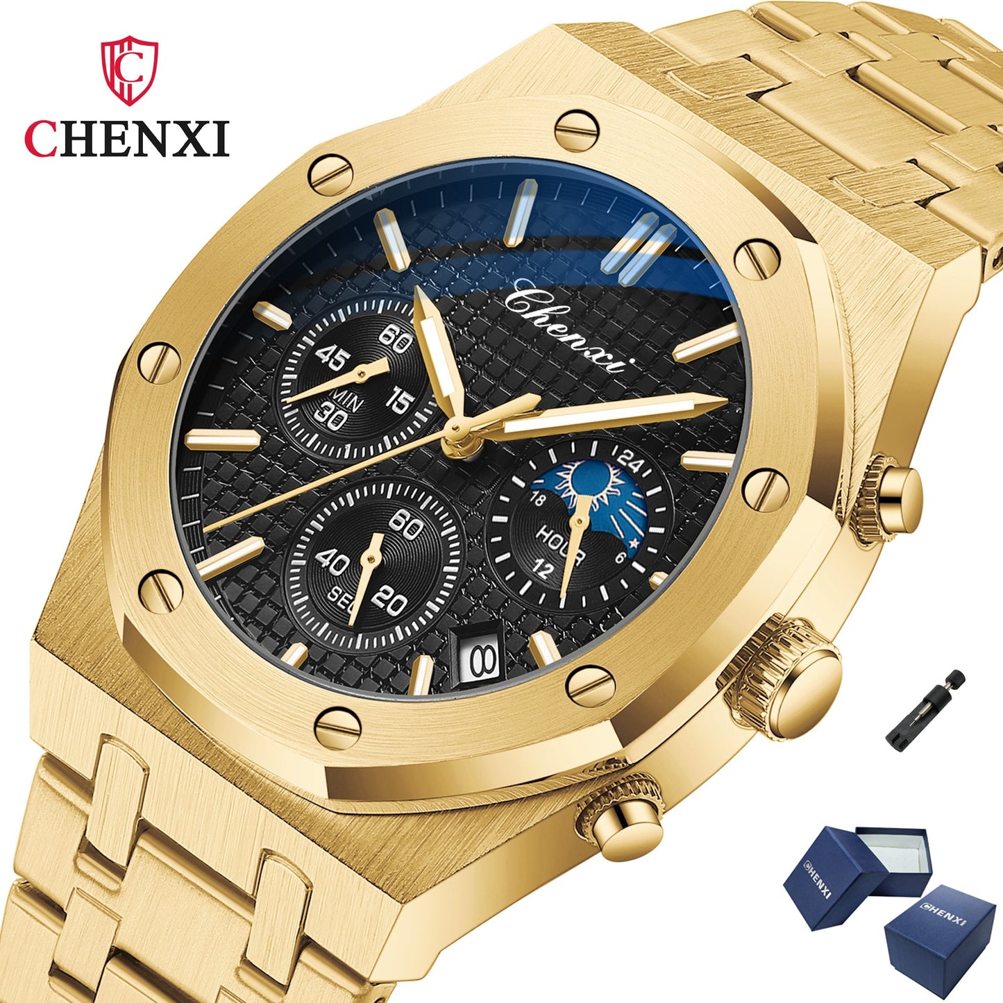 CHENXI 948 Chronograph Date Business Top Luxury Brand Quartz Watch Men Stainles image 8