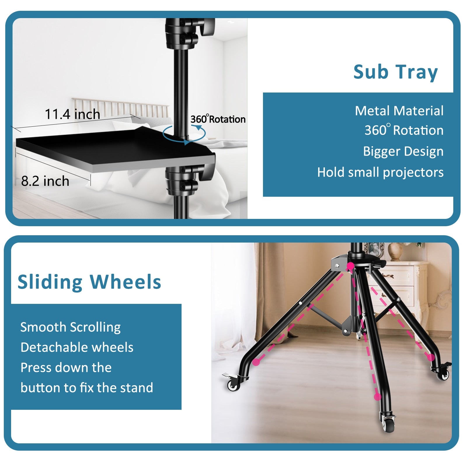 145cm Projector Tripod Stand Laptop Tripod Adjustable Height 23 to 63" Standing
