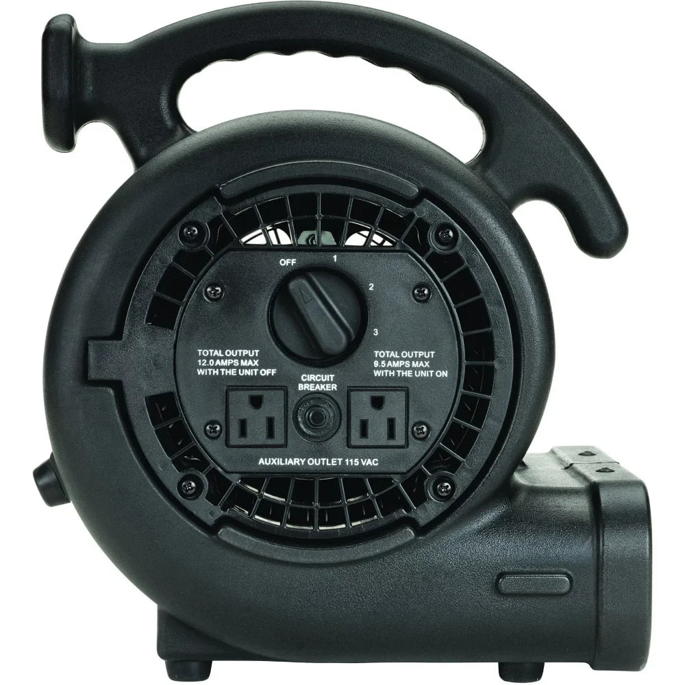 3-Speed  Fan Max Air Mover Floor  With Outlets, SF-20-BK, Black image 5