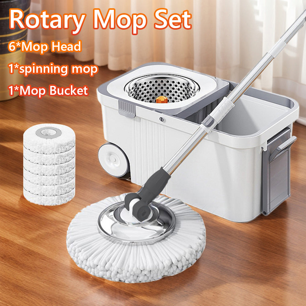 Spin Mop Bucket 6 Microfiber Refills Household Cleaning Automatic Spin Mop Hand image 2
