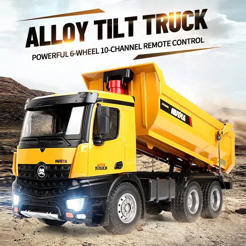 Strongest  1/14 10 channels 2.4GHz Radio Control Alloy Dump Truck Huina 158 image 3