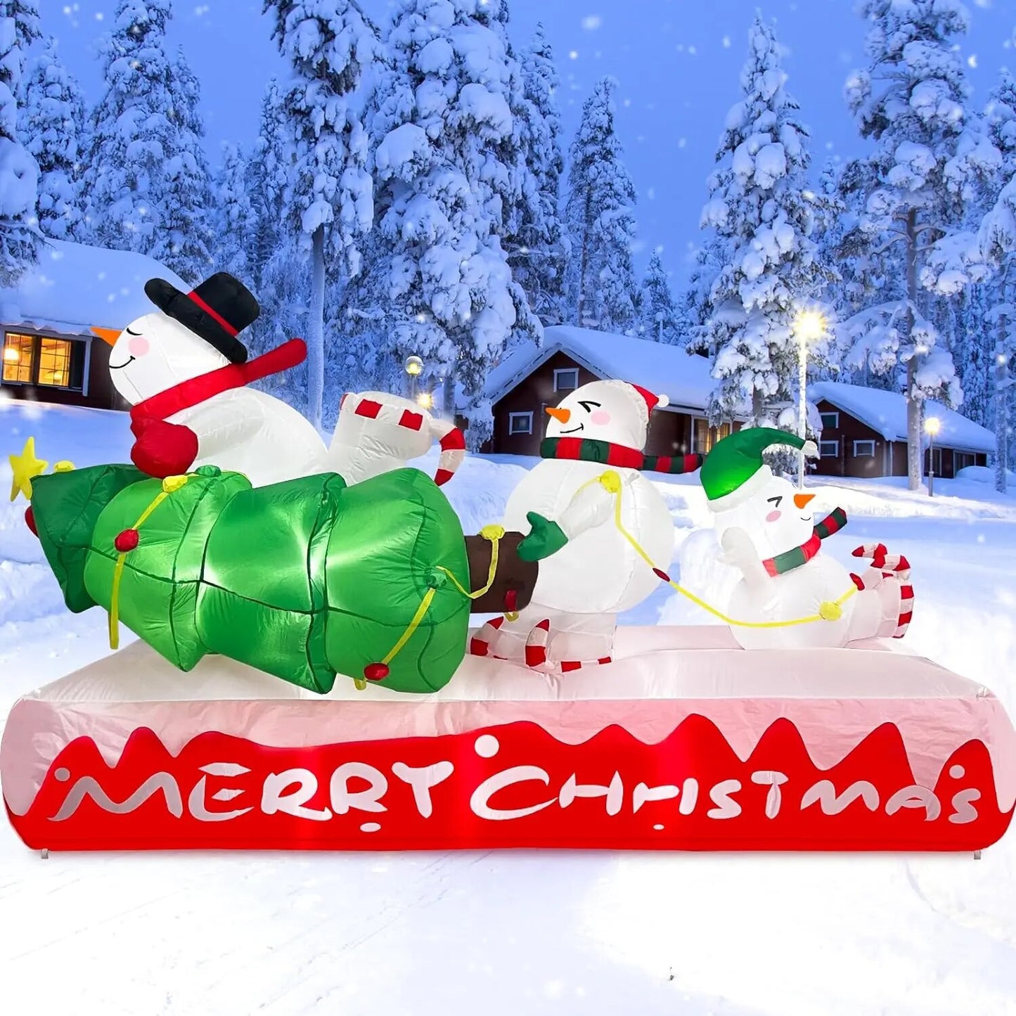 7 FT Inflatable Christmas Tree with Santa Claus Outdoor Decorations, Blow Up Ya image 2