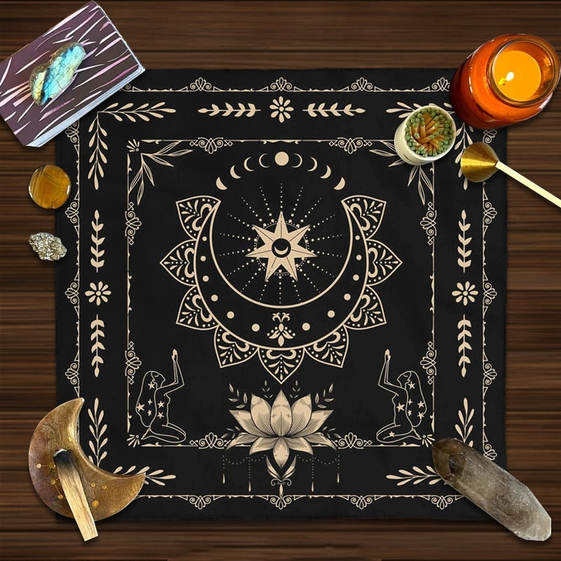 Stardust Tarot Reading Cloth Altar Cloth Alter Cloth Wicca Altar Moon Phase Mat image 0