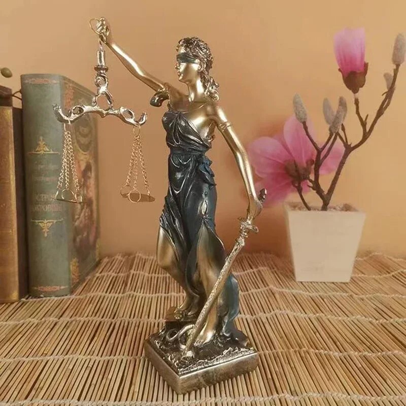 ERMAKOVA European Antique Bronze Greek Justice Goddess Statue Fair Angels Resin image 6