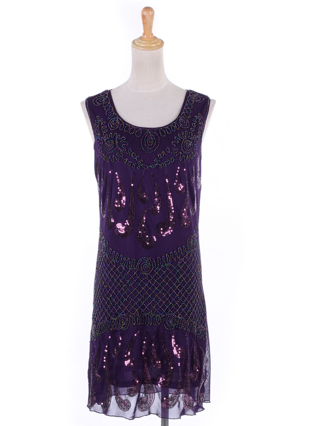 Musical Notes Shape Sequin Embellished Beaded Trim Dress Waist Sheath Club Dres image 2