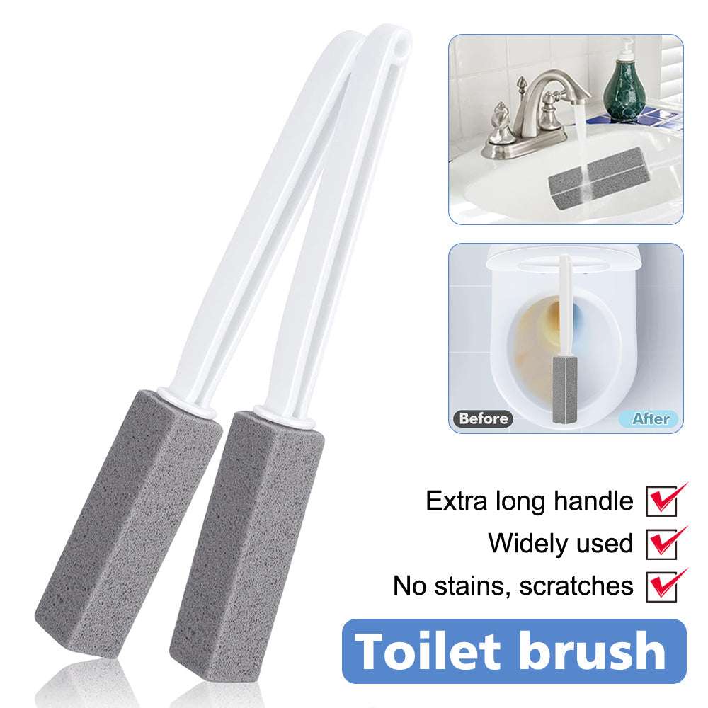 2-Pack Pumice Stone Toilet Brush - Natural Bathroom Cleaning Stone with Handle for Toilet, Tile & Sink