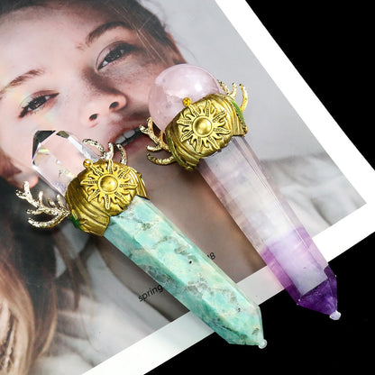 1PC Crystal Scepter Chakra Natural Quartz Crystal Point Magic Wand Stick Wicca image 5