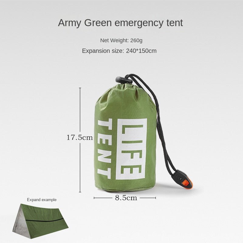 2 Person Emergency Shelter Bivy Survival Tent Kit Mylar Tube Tent Sleeping Bag image 1