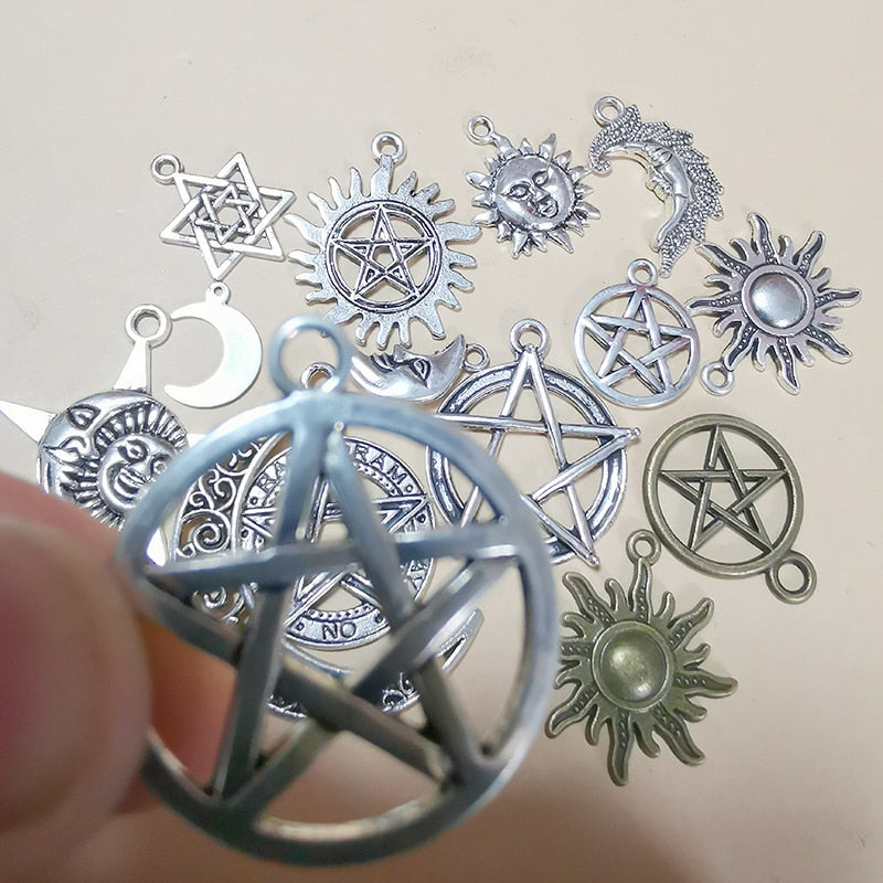 Moon Pentagram Wicca Charms for Jewelry Making Necklace Earrings Keychain Diy H image 3