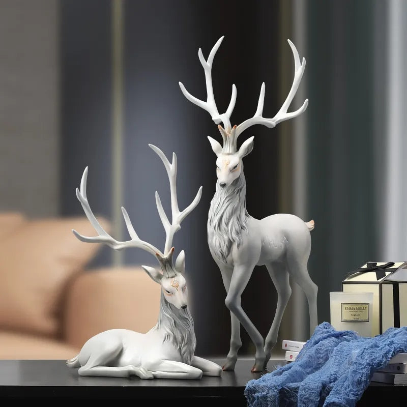High End Deer Statue Reindeer Figurines Resin ELK Sculpture For Living Room Lux image 10