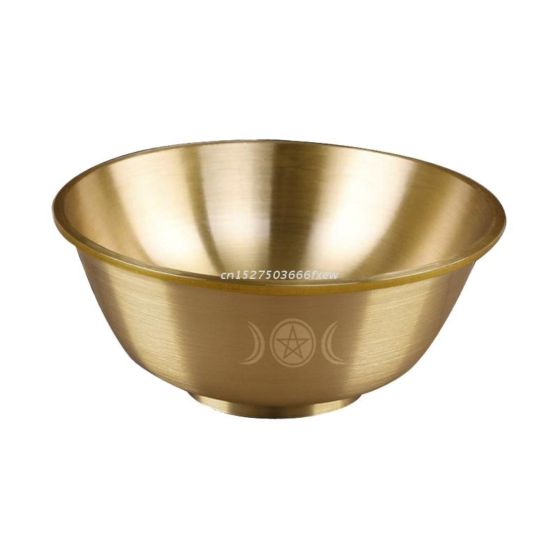 Altar Bowl Ritual Tarot Pentagram Golden Tableware Ceremony Moon Divination Ast image 3