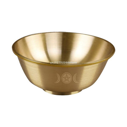 Altar Bowl Ritual Tarot Pentagram Golden Tableware Ceremony Moon Divination Ast image 3