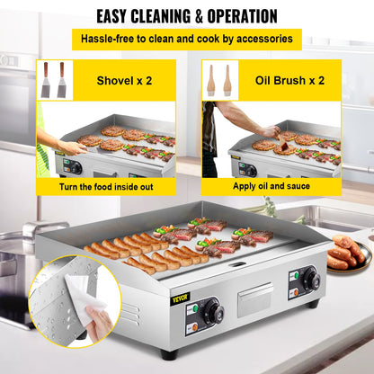 VEVOR Electric Countertop Griddle with Drawer Stainless Steel Flat Top Grill Ba image 9