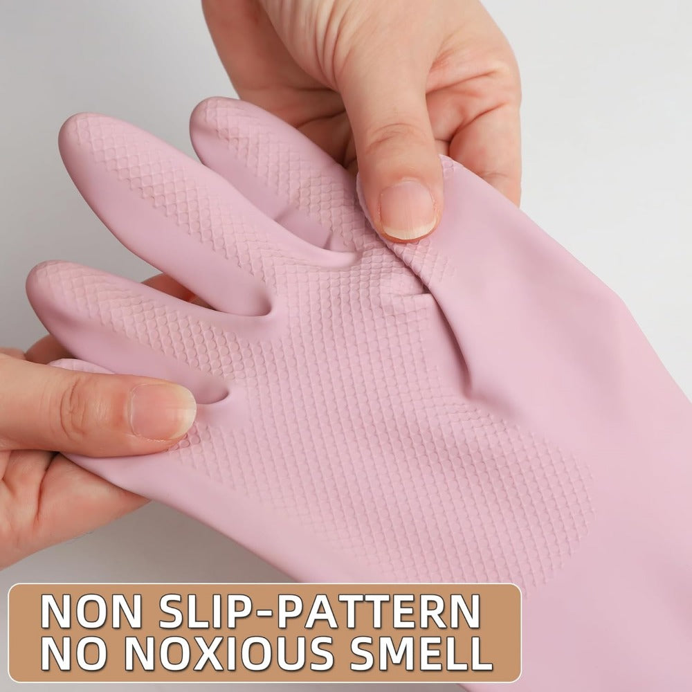Dishwashing Rubber Gloves Reusable Kitchen Gloves 2Pairs Cleaning Gloves for Wa image 5