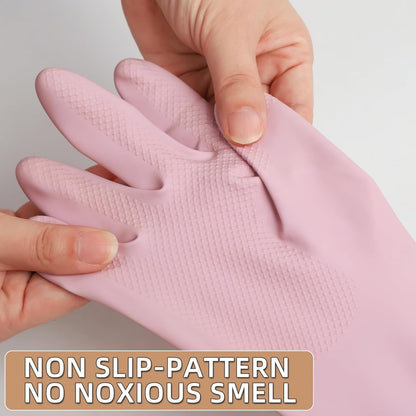Dishwashing Rubber Gloves Reusable Kitchen Gloves 2Pairs Cleaning Gloves for Wa image 5