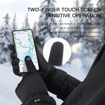 Winter Outdoor Cycling Gloves Thicken Warm Windproof Breathable Touch Screen Si image 4