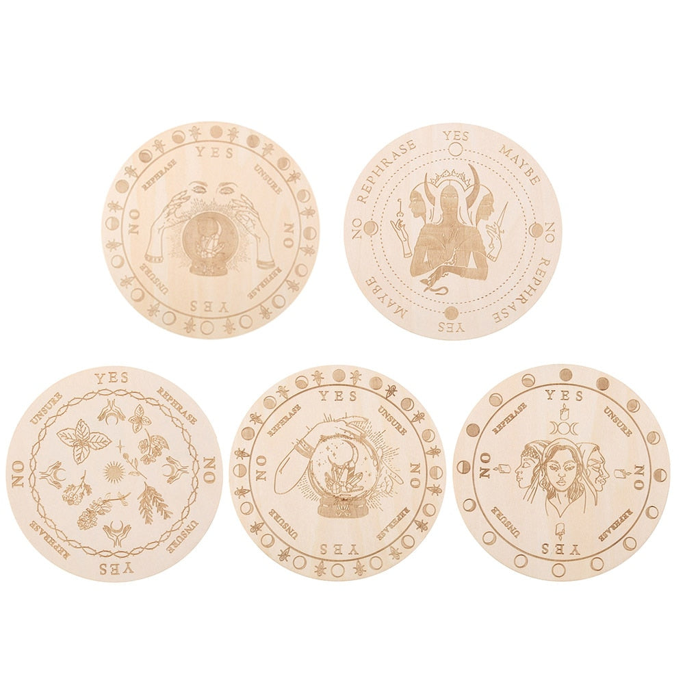 Wooden Pendulum Board with Moon Star Divination Healing Meditation Board Energy image 11