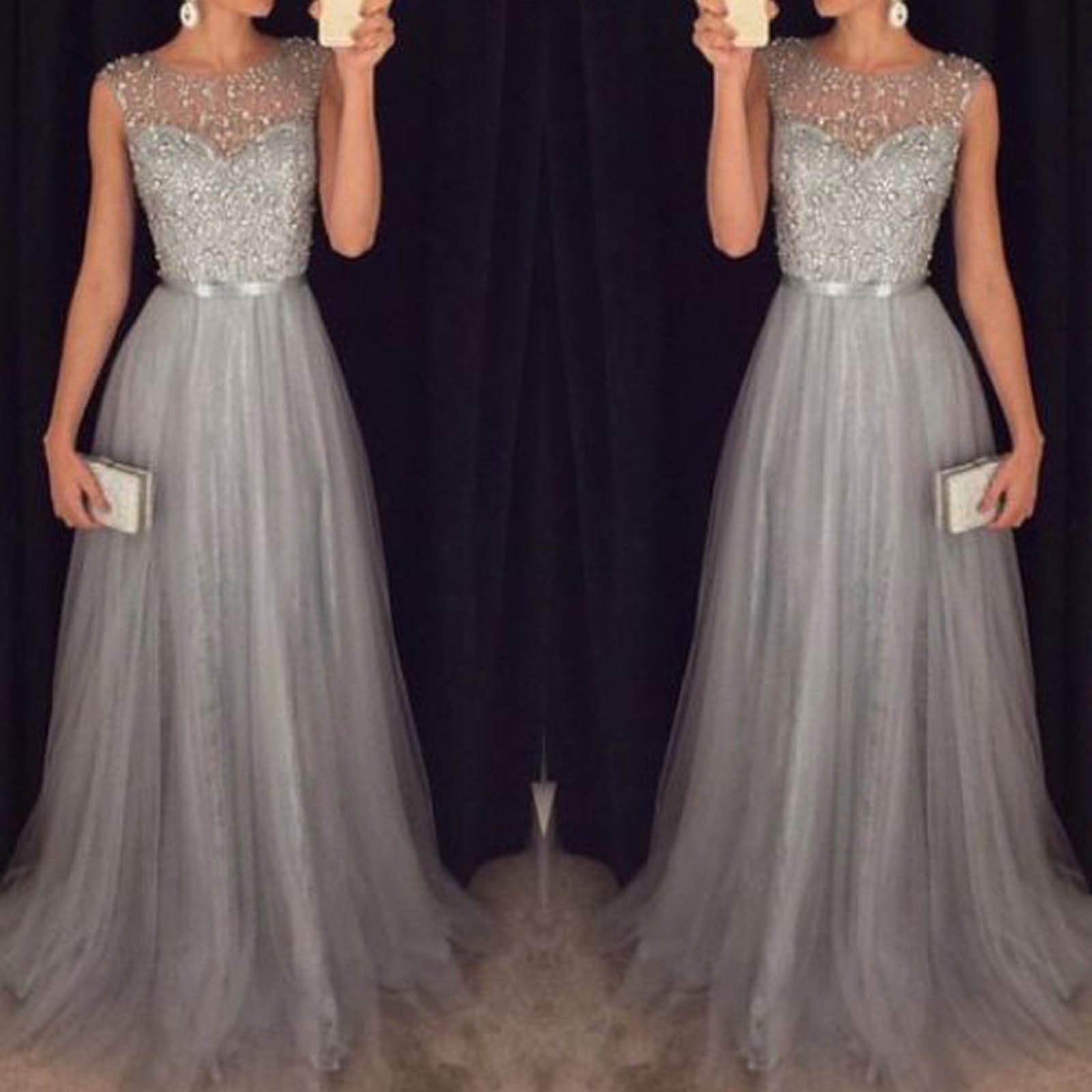 Women Formal Long Lace Dress Prom Evening Party Cocktail Bridesmaid Wedding Gow