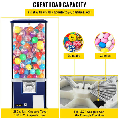 VEVOR 25.2 In Gumball Dispenser Height Candy Machine Huge Load Capacity Vintage image 2