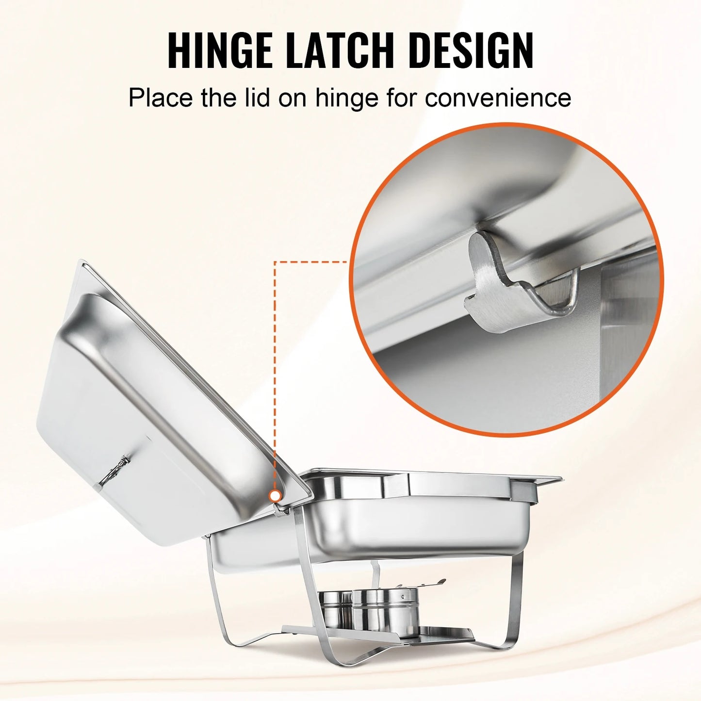 VEVOR 8QT 2 Pack Chafing Dish Buffet Set Stainless Chafer w/ 2 Full & 4 Half Si image 5