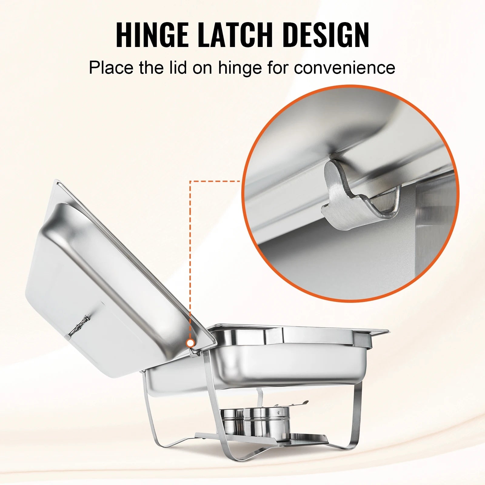 VEVOR 8QT 2 Pack Chafing Dish Buffet Set Stainless Chafer w/ 2 Full & 4 Half Si image 5