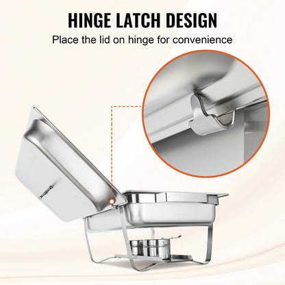 VEVOR 8QT 2 Pack Chafing Dish Buffet Set Stainless Chafer w/ 2 Full & 4 Half Si image 5