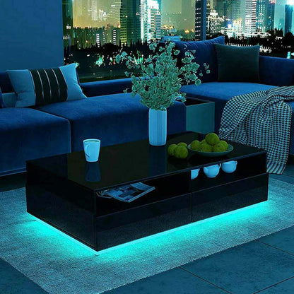 RGB LED Coffee Table High Gloss Simple Design Side Table for Living Room Furnit image 4