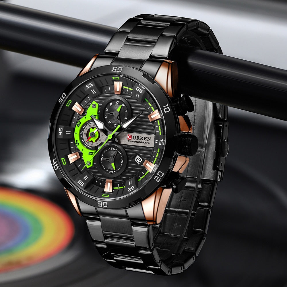 CURREN Stainless Steel Watches for Mens Creative Fashion Luminous Dial with Chr image 7