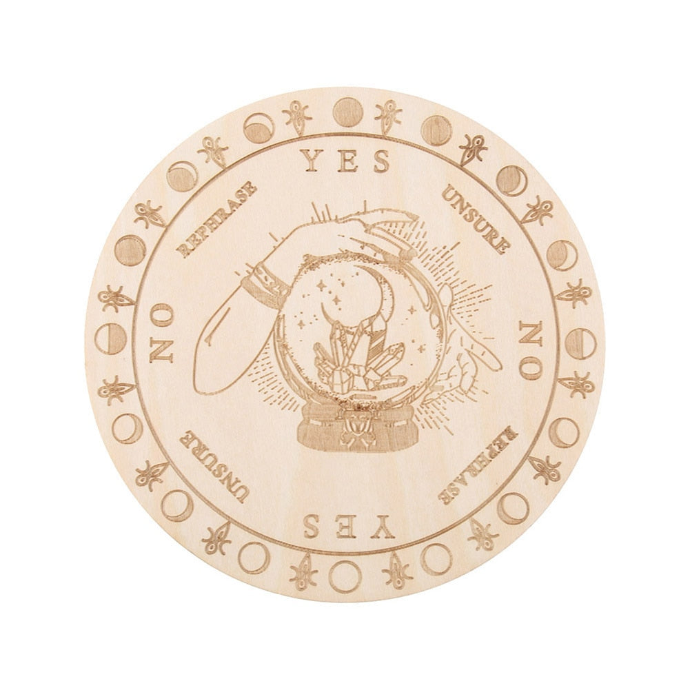 Wooden Pendulum Board with Moon Star Divination Healing Meditation Board Energy image 6