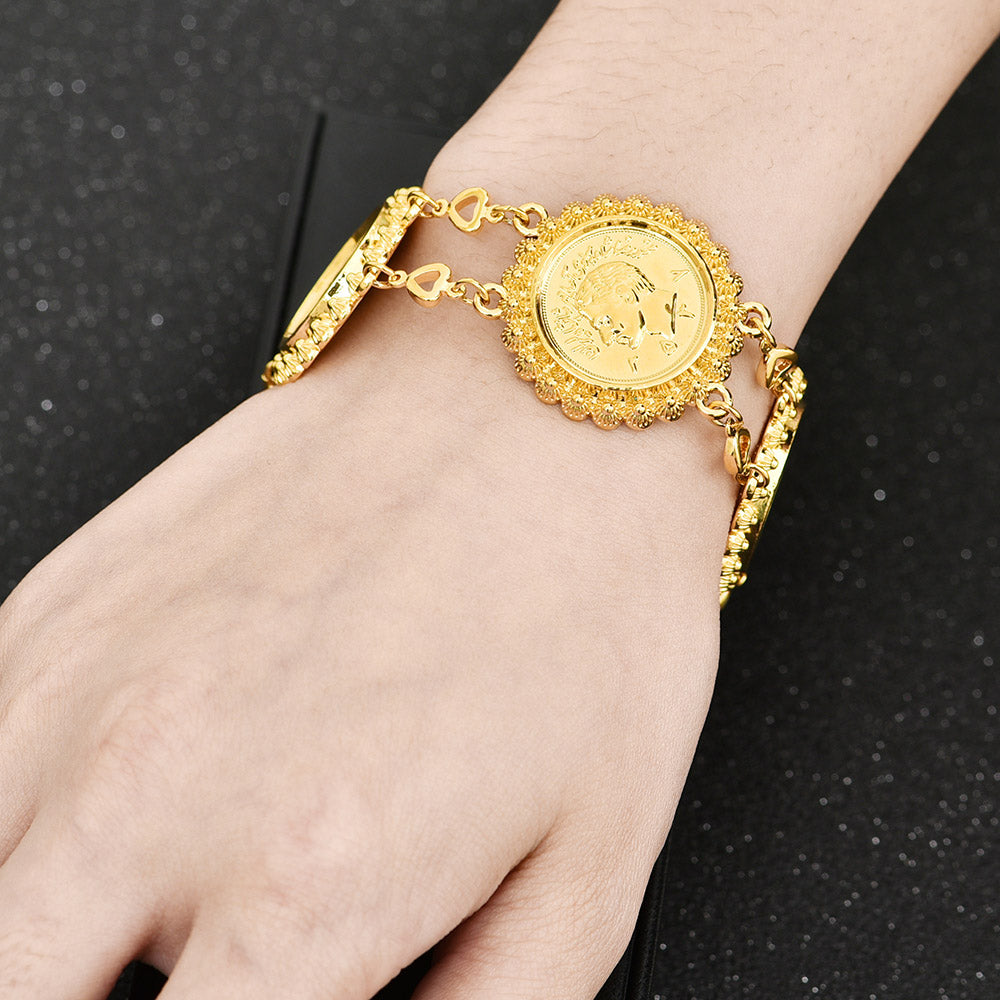 Gold Color Money Coin Bracelet Islamic Muslim Arab Coins Necklace for Women Men image 6